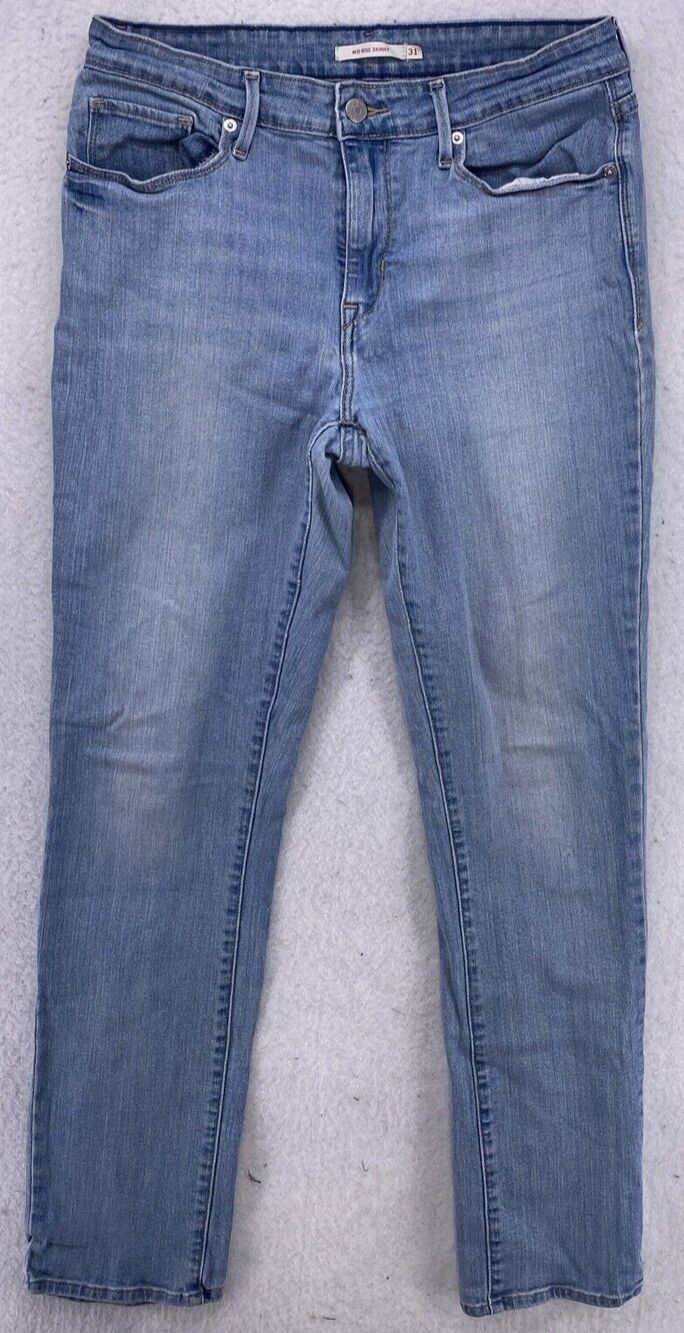 Levi's 711 Mid Rise Skinny Jeans Womens 31x32 Light Wash Stretch Denim Flaw
